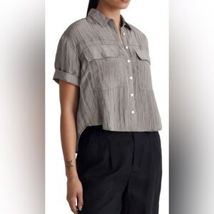 NWOT Madewell Crinkled Utility Button-Up Shirt